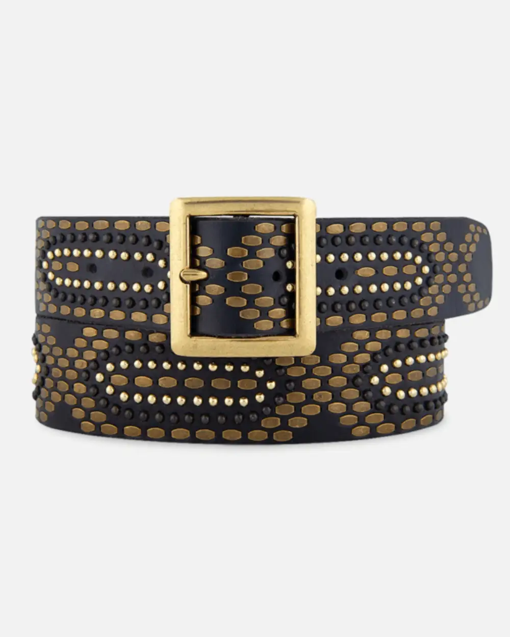 Classic Studded Leather Waist Belt With Square Buckle