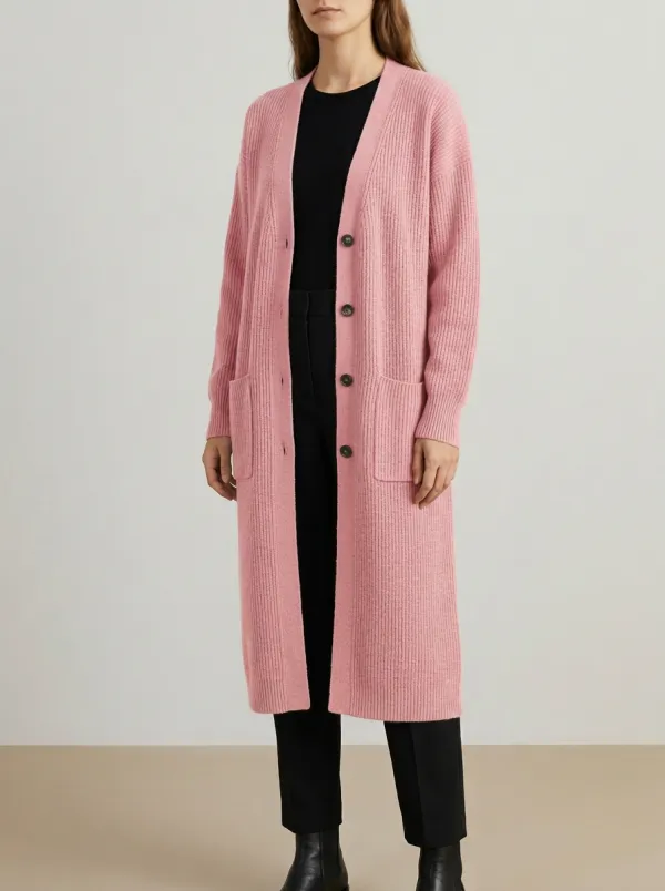 Women's Relaxed Ribbed Minimal Knit Cardigan