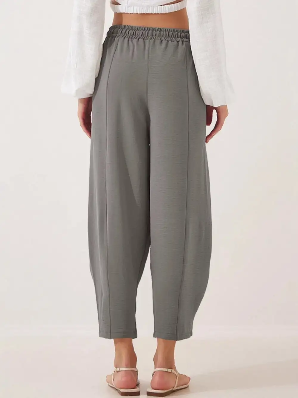 Plus Size Drawstring Wide-Leg Cropped Pants