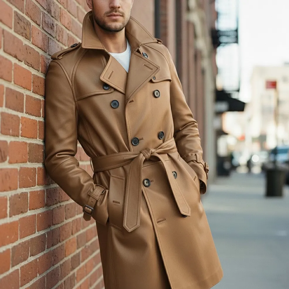 Classic Cowhide Belted Coat