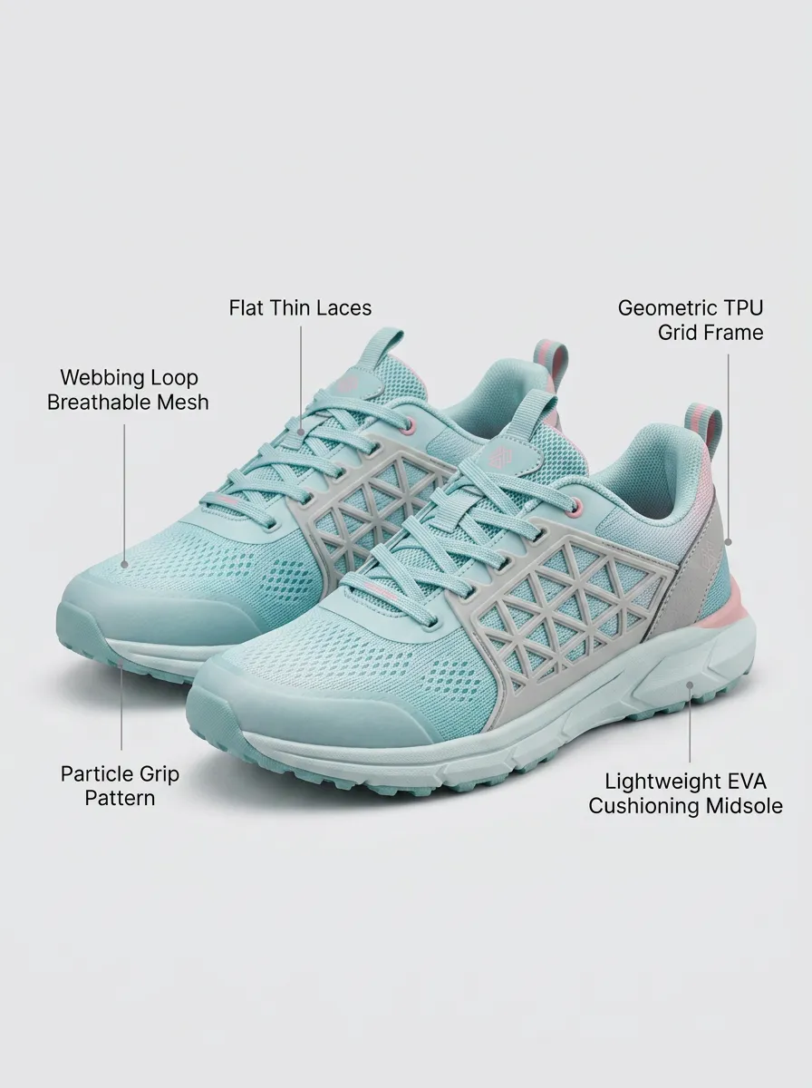 Women's Geometric TPU Grid Breathable Mesh Printed Sneakers