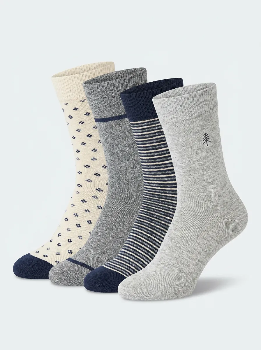 Tree Men's Four-Pair Long Socks