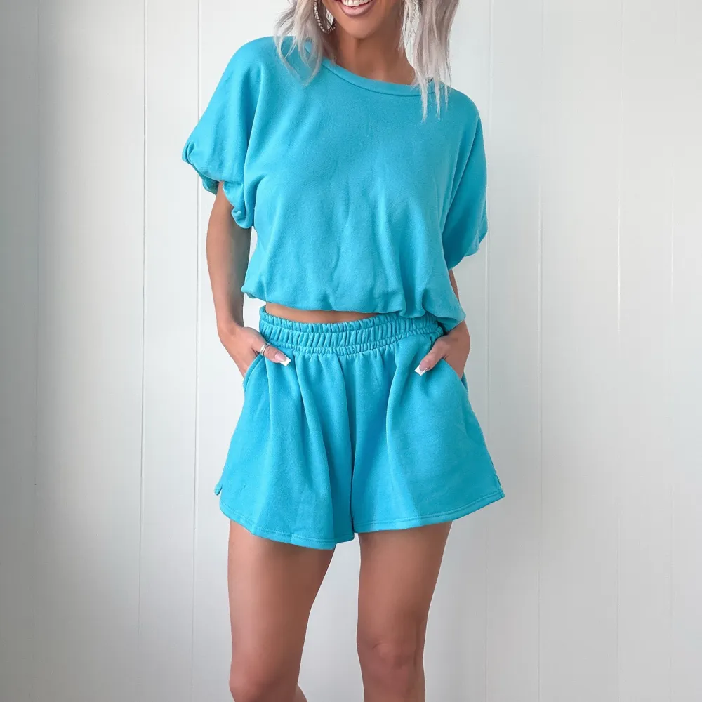 Cropped French-Terry Woven Top