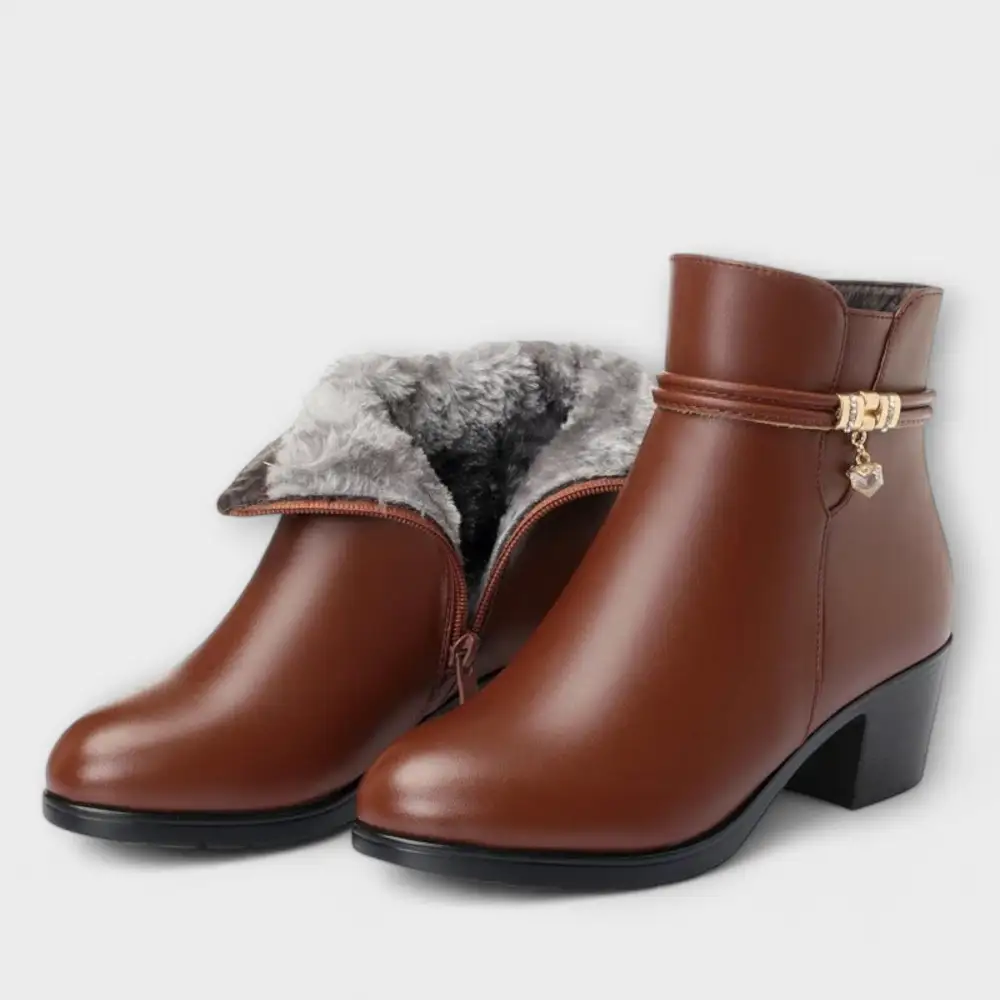 Leather Warm Lined Ankle Boots