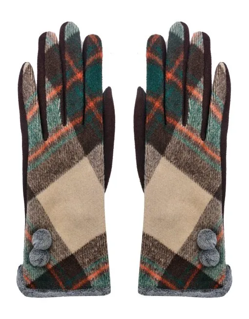 Grid Pattern Cotton Gloves