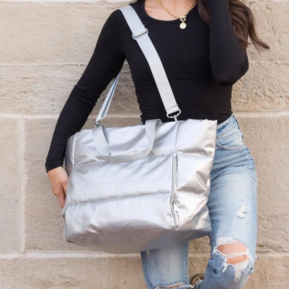 Metallic Puffer Tote Bag