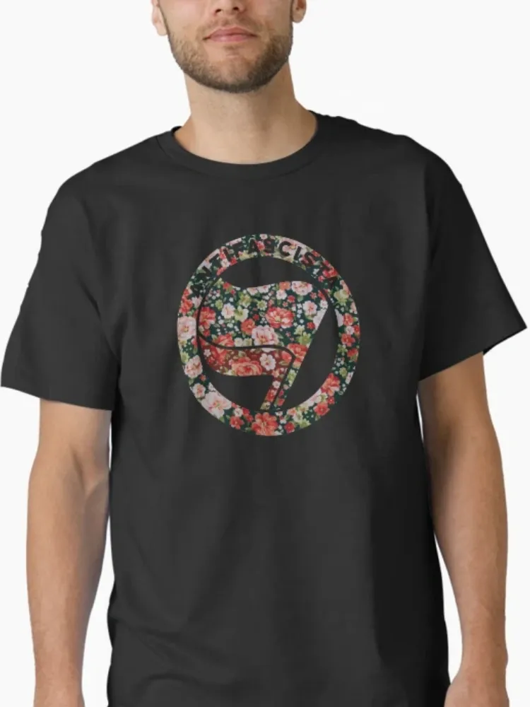Women's Intricate Floral Logo Pattern Print Crew Neck Short-Sleeve T-Shirt