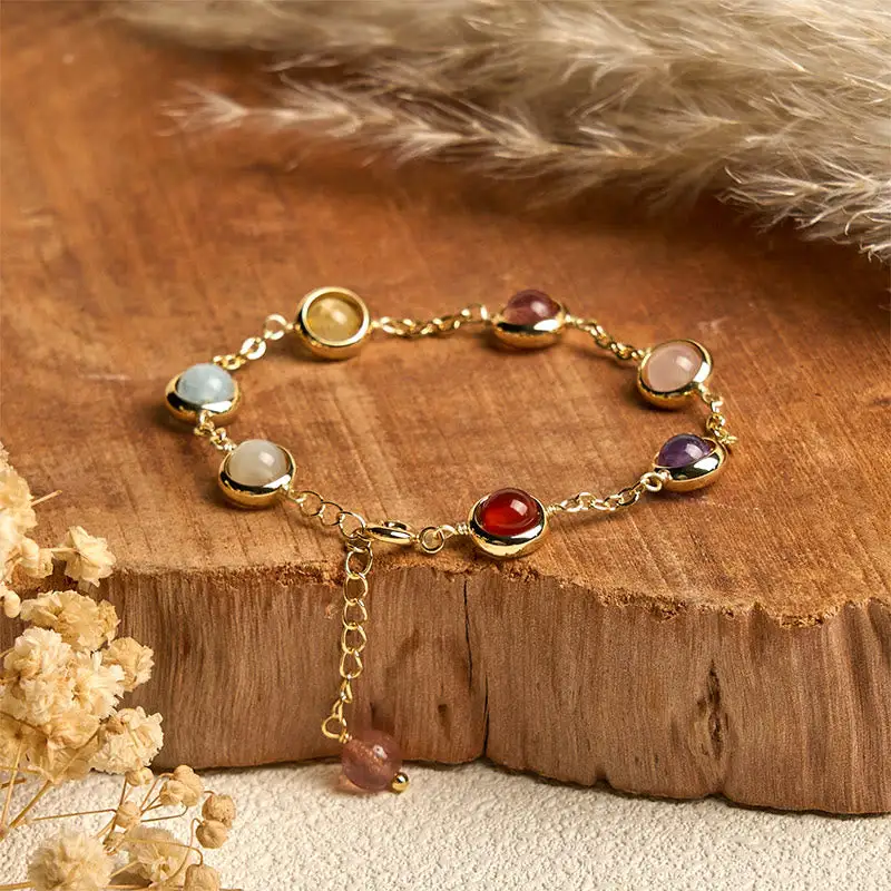 Crystal Amethyst Strawberry Quartz Bracelet