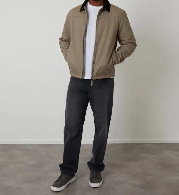 Mushroom Zip-Front Lightweight Jacket With Quilting