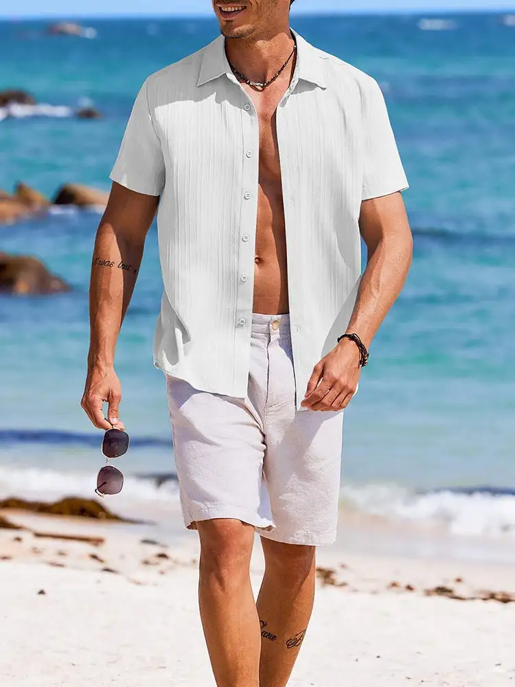 Clean Placket Textured Woven Shirt