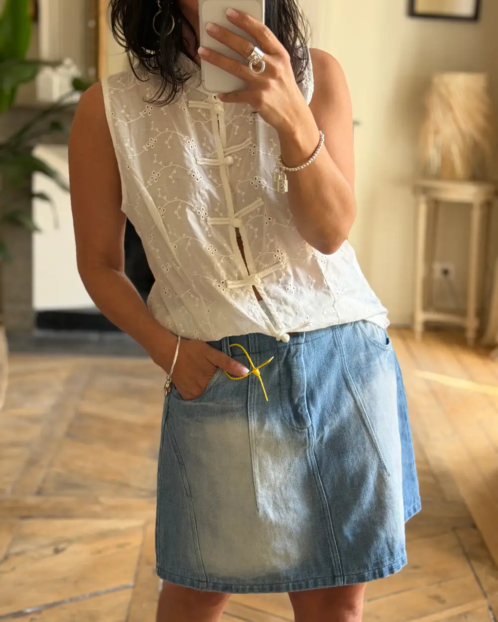 Streamlined Cotton Embroidered Blouse