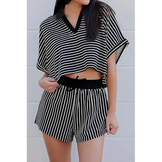 Women's Striped Short Set