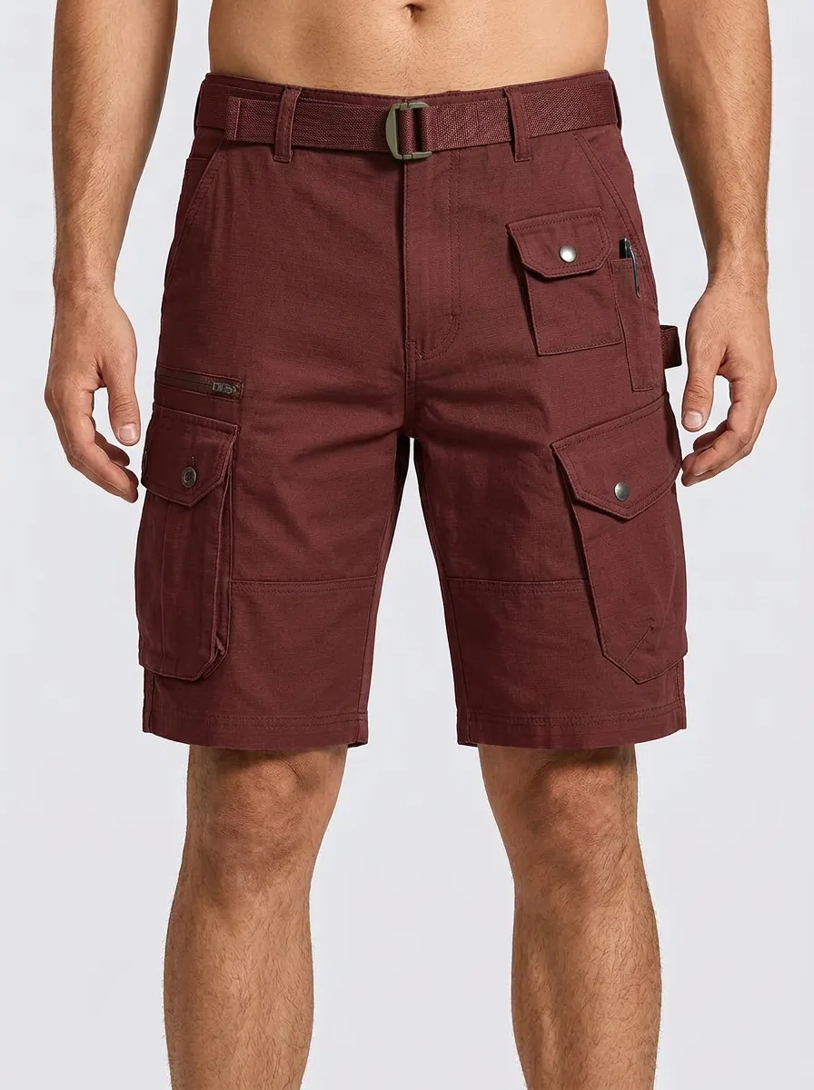 Men's Multi-Pocket Reinforced-Panel Cargo Shorts