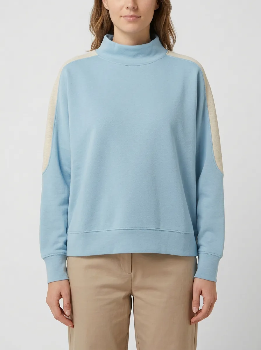Women's Two-Tone Mock-Neck Sweatshirt