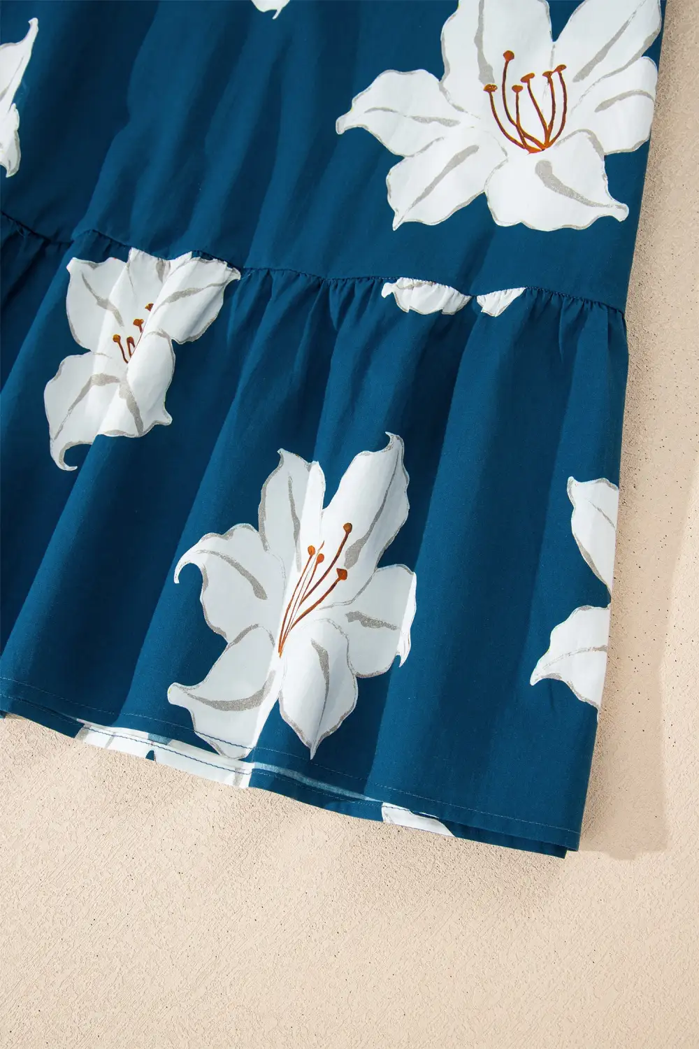 Polished Detail Floral Printed V Neck Midi Dress