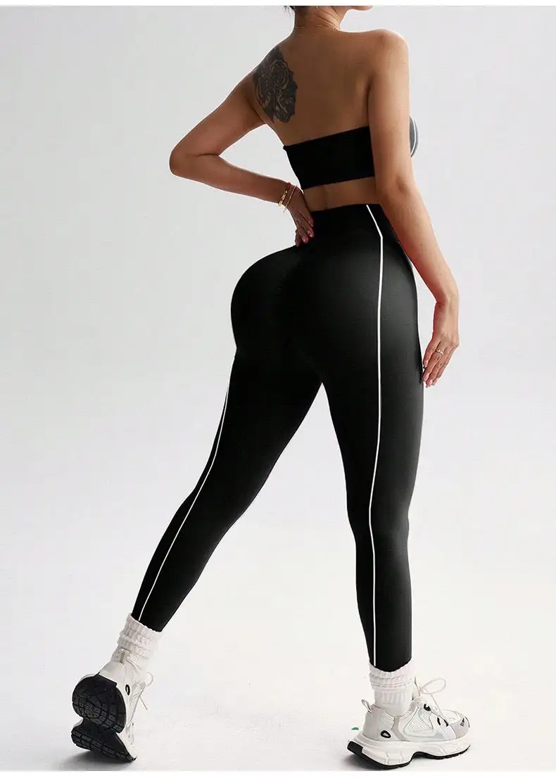Strapless Bandeau Crop Top and High-Waisted Leggings Activewear Set