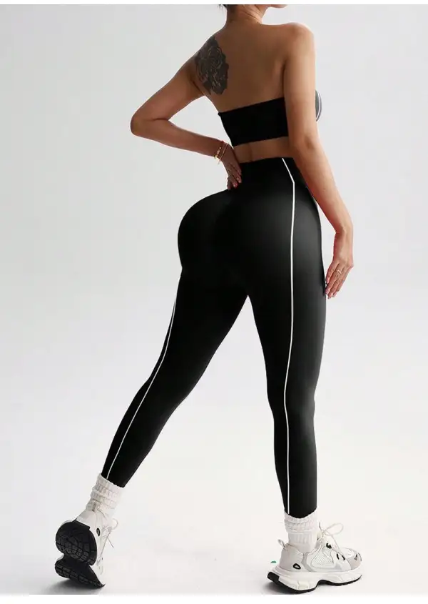 Strapless Bandeau Crop Top and High-Waisted Leggings Activewear Set