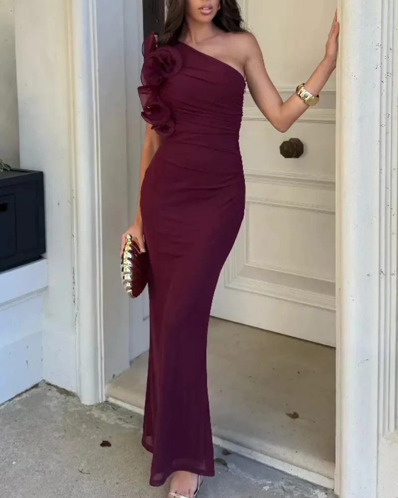 Off Shoulder Ruffled Maxi Dress