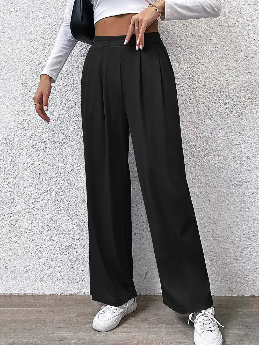 High Waist Straight Leg Pocketed Versatile Pants