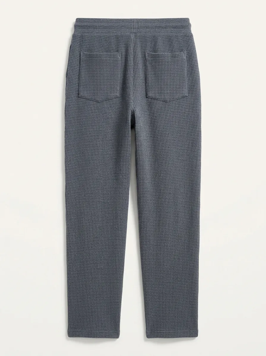 Unisex Casual Daily Wear Grey Waffle Knit Jogger Pants