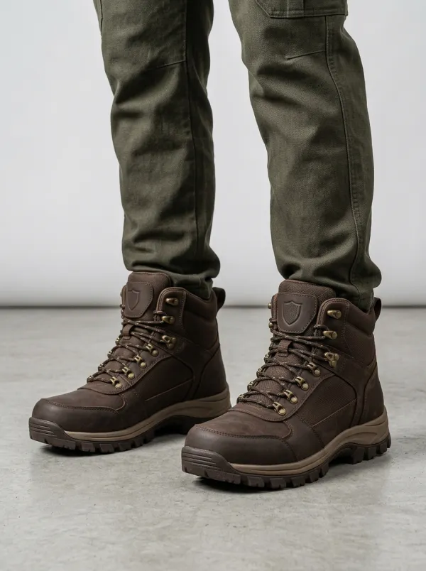 Men's Rugged Waterproof Shield Detail Graphic Detail Work Boots