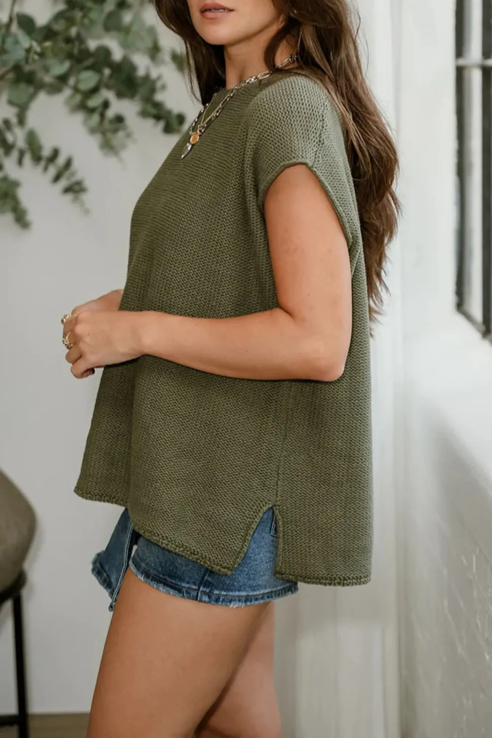 Side Slit Sweater Tank