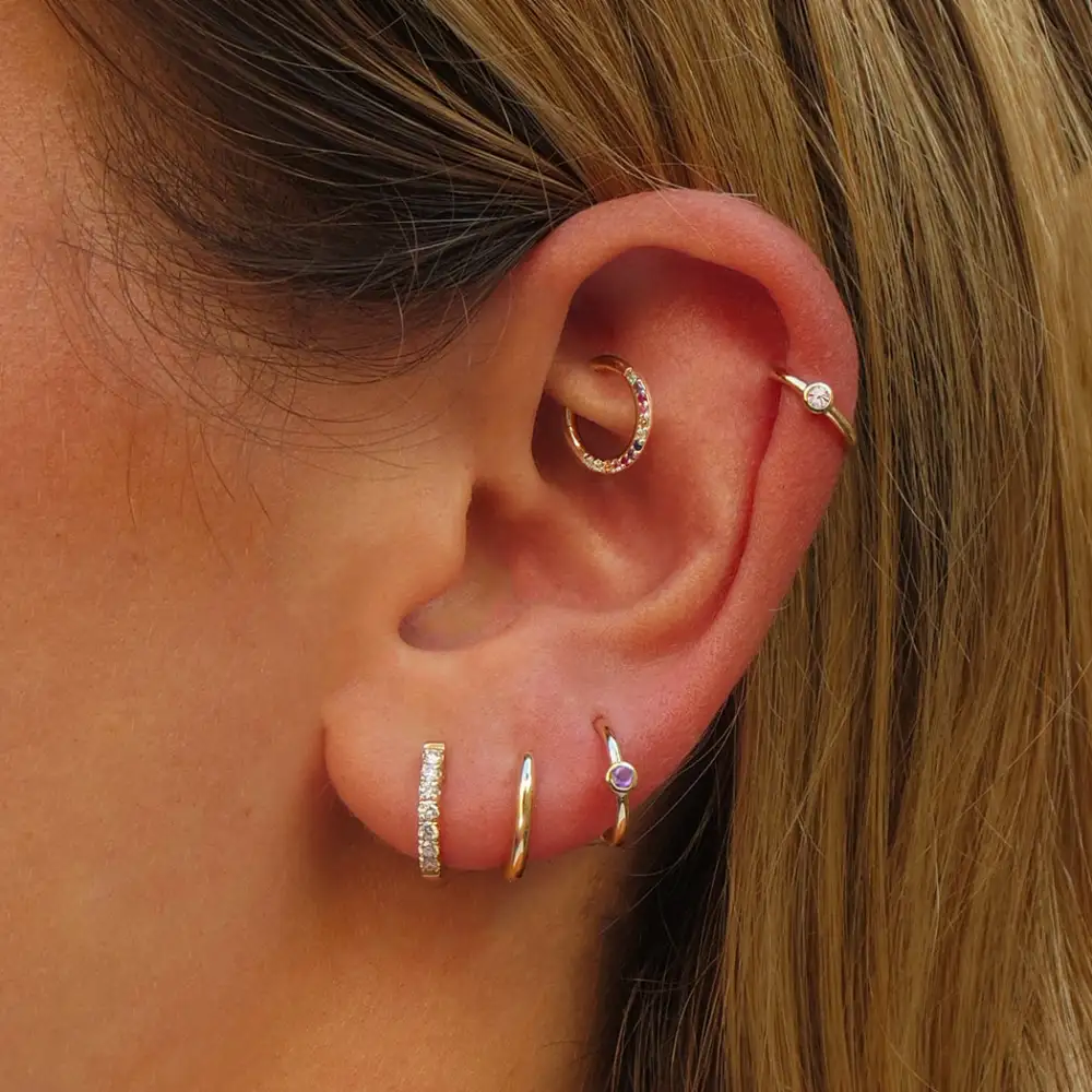 Sapphire Rainbow Clicker Hoop Earring