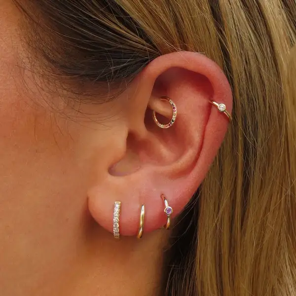 Sapphire Rainbow Clicker Hoop Earring
