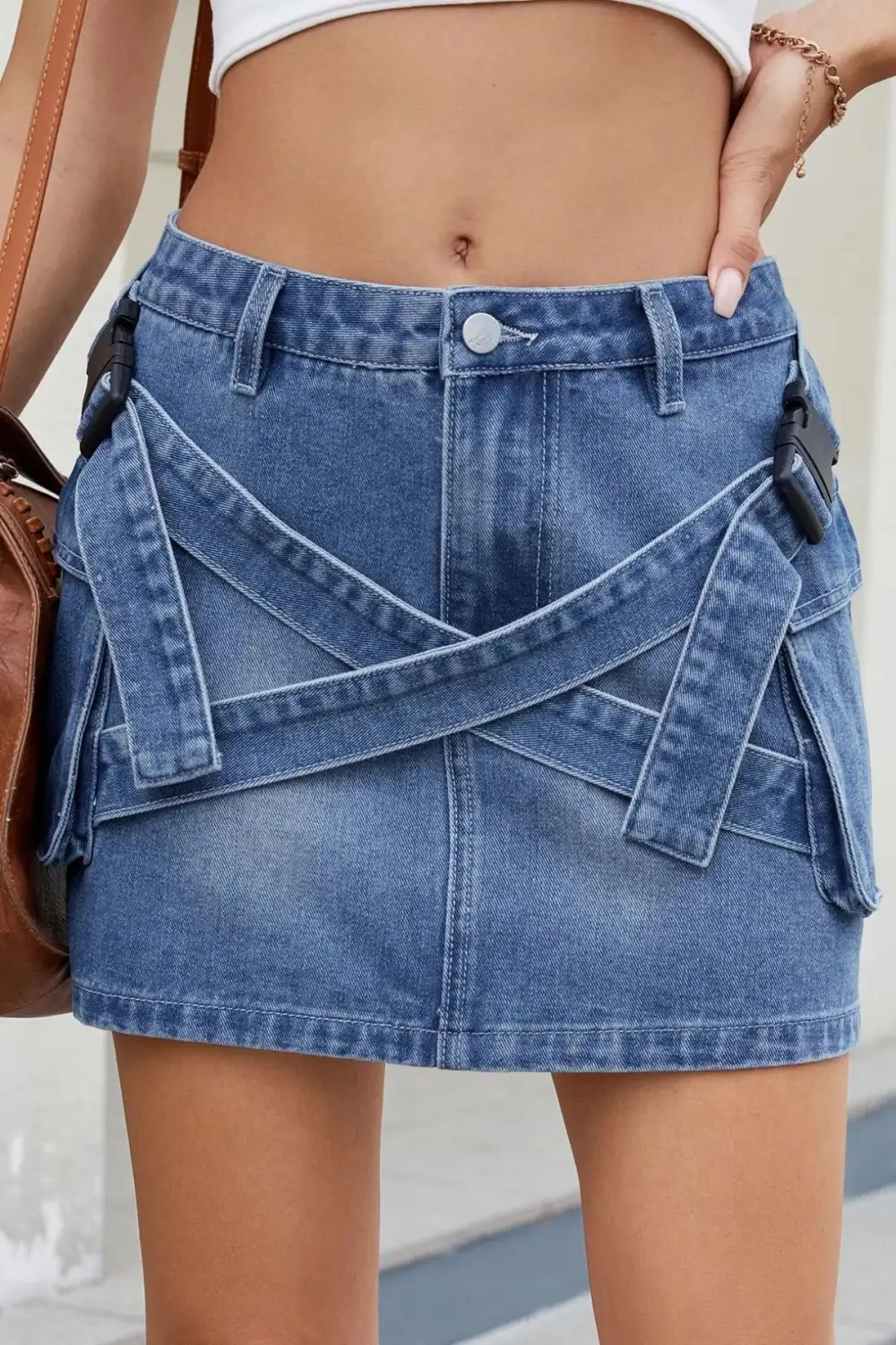 Denim Criss Mini Skirt