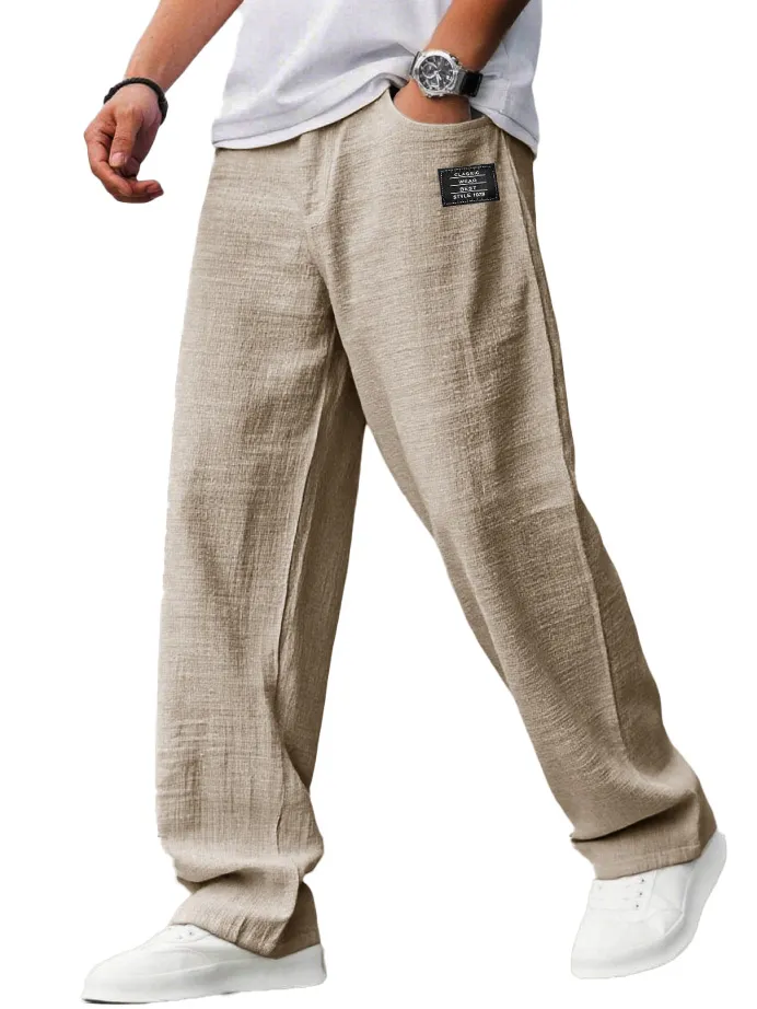 Linen Blend Drawstring Trousers