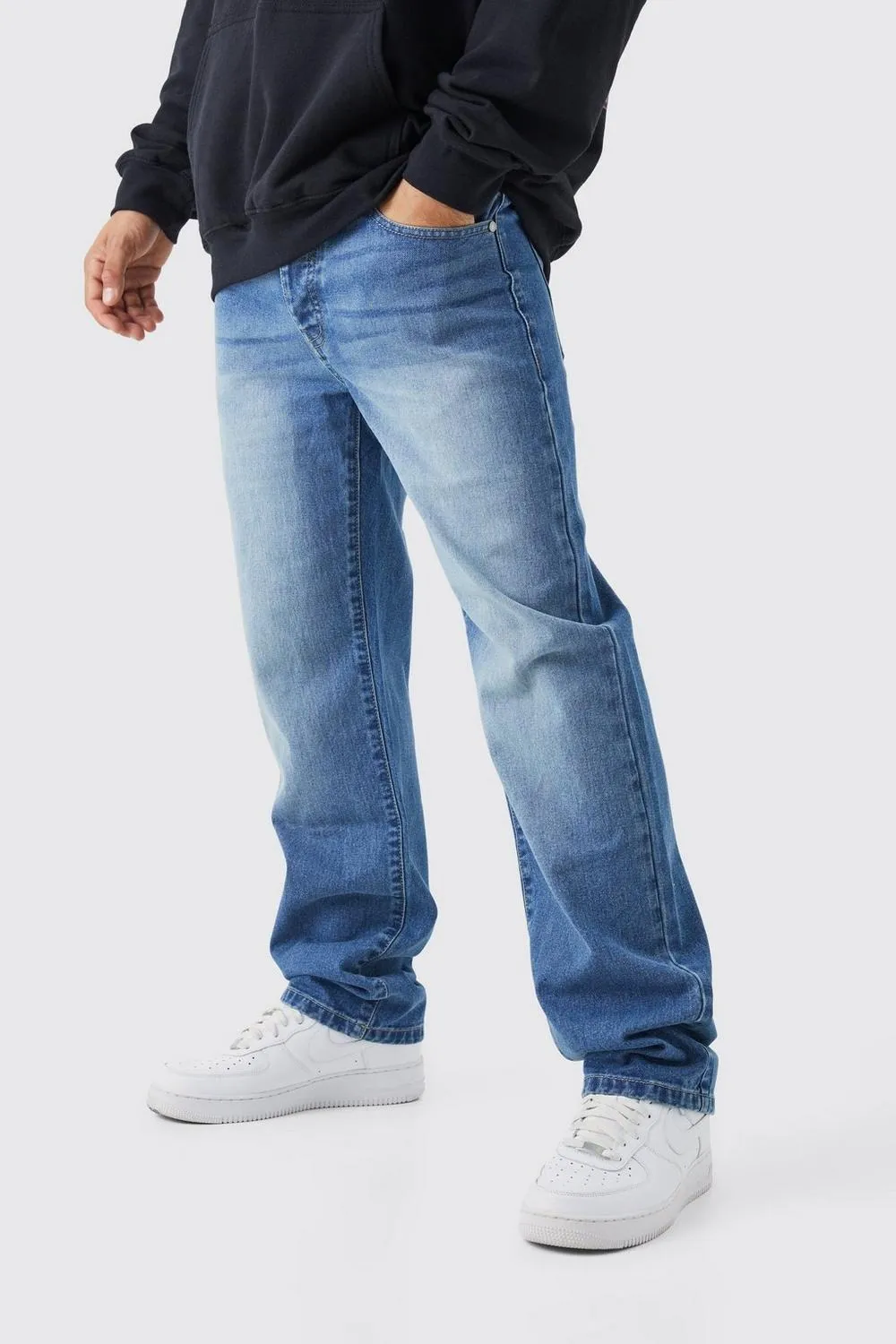 Relaxed Rigid Washed Jeans Casual Style
