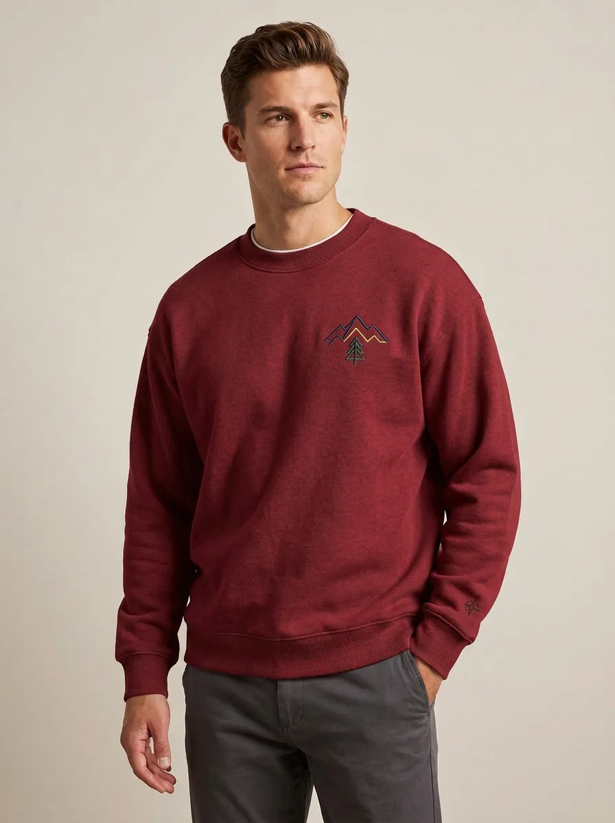 Men's Outdoor Mountain Pine Tree Fleece Sweatshirt