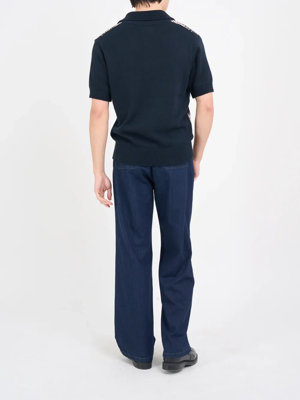 Navy Short Sleeve Striped Polo Shirt