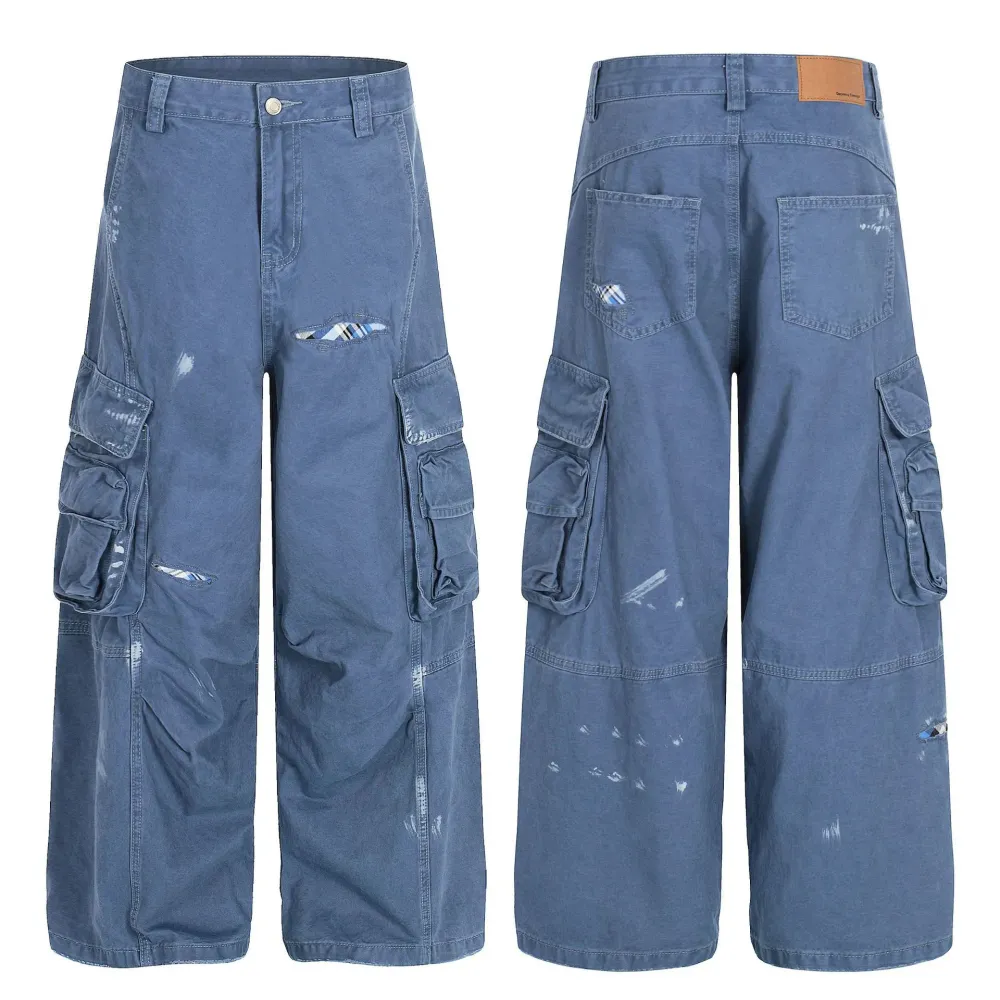 Distressed Loose Cargo Pants