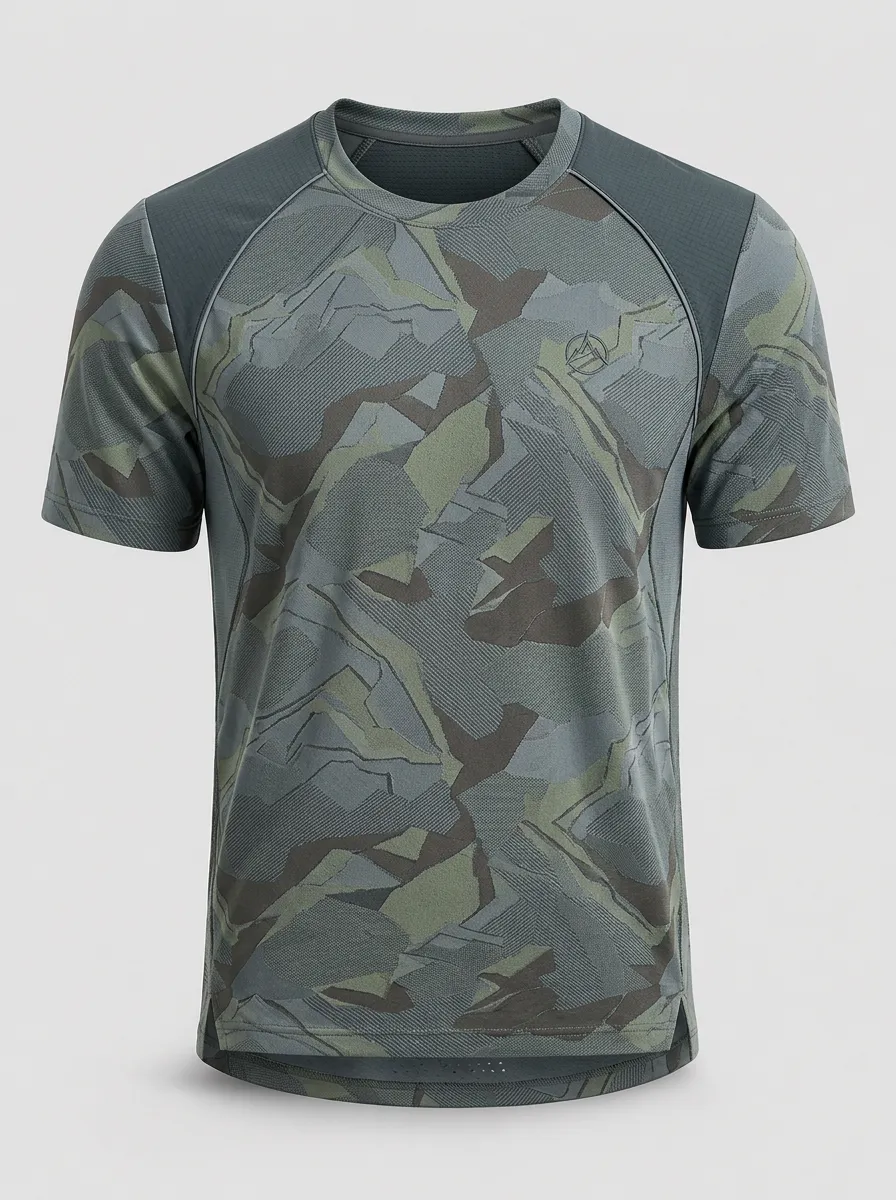 Men's Grey Camo Graphic Raglan T-Shirt