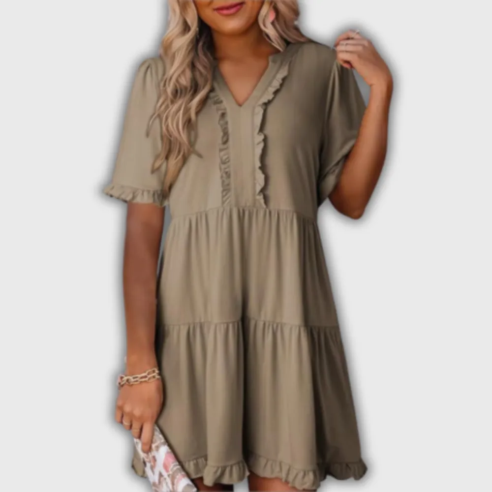 V-Neck Flowing Relaxed Mini Dress
