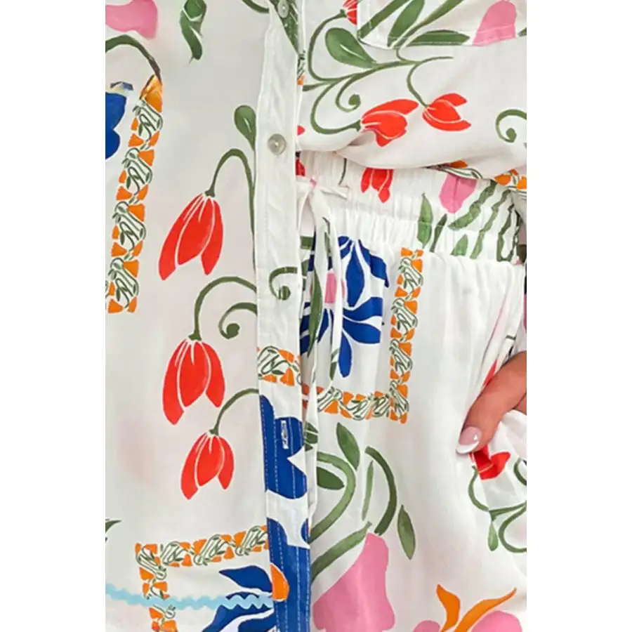 Printed Button Up Half Sleeve Top and Shorts Set