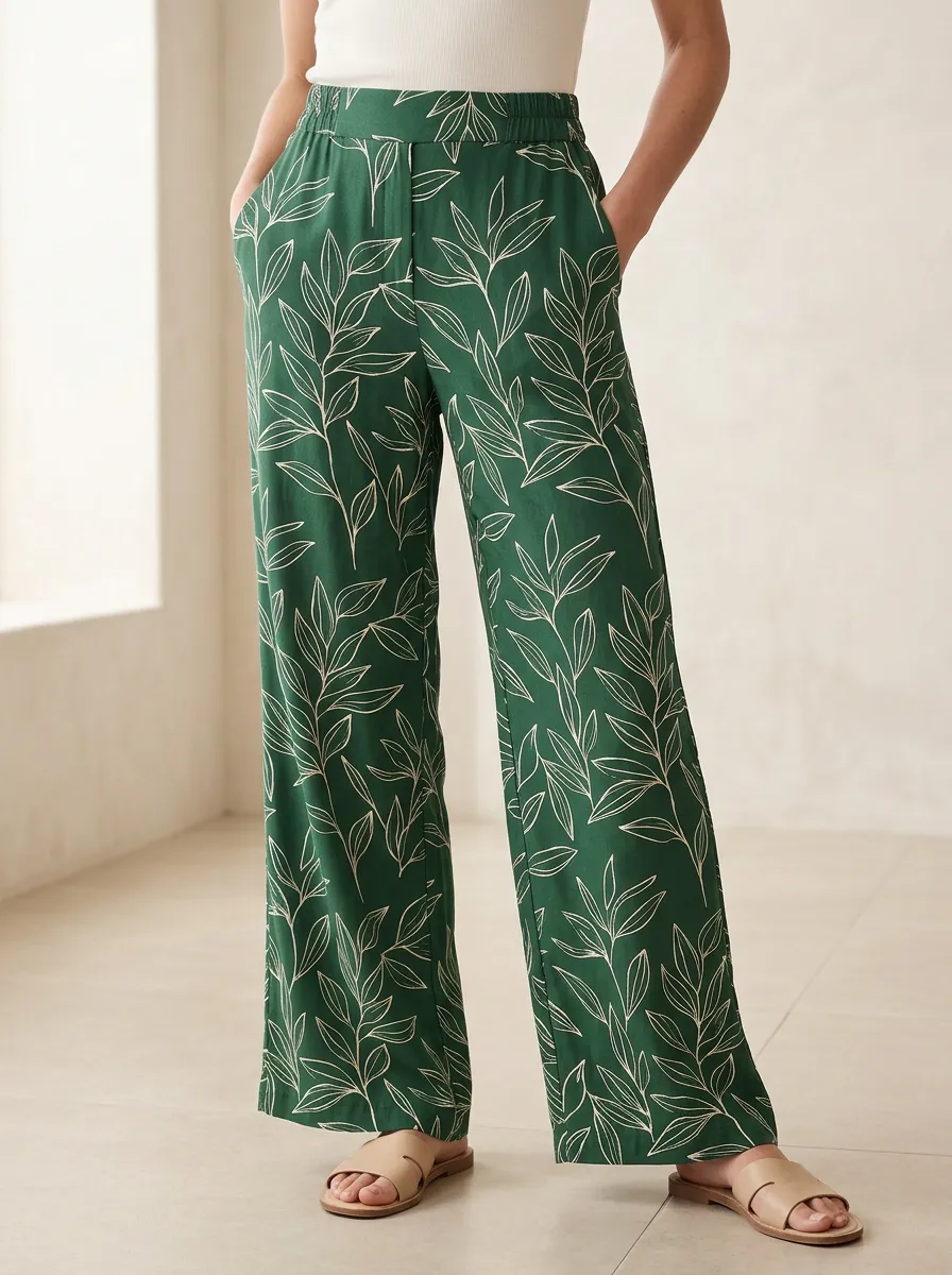 Women's Botanical Craft Inspired Printed Pants