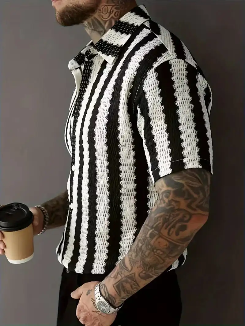Striped Short Sleeve Casual Shirt
