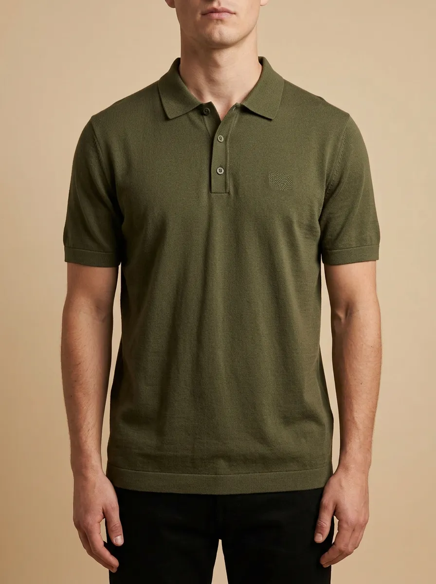 Classic Geometric Embroidered Men's Polo Shirt