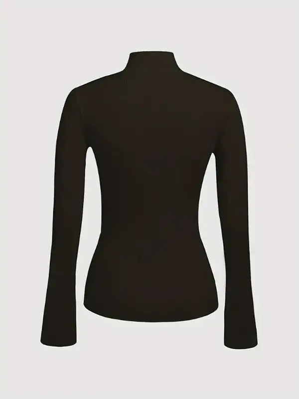 Asymmetric Split Front Paneled V-Neck Long Sleeve Sweater