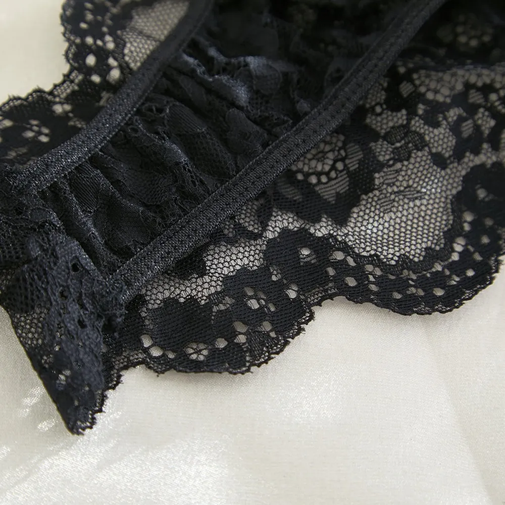 Sheer Lace Suspender Bra And Panty Set