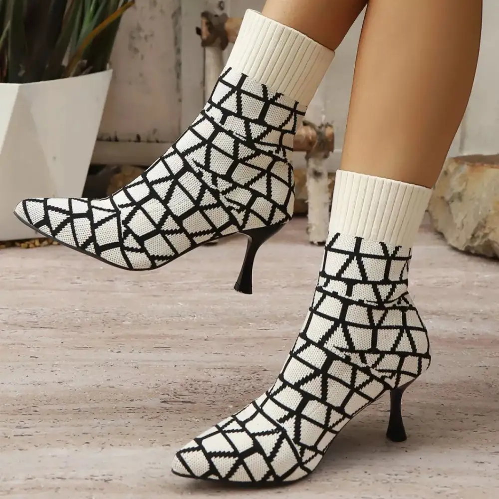 Pointed Toe Flared Heel Boots