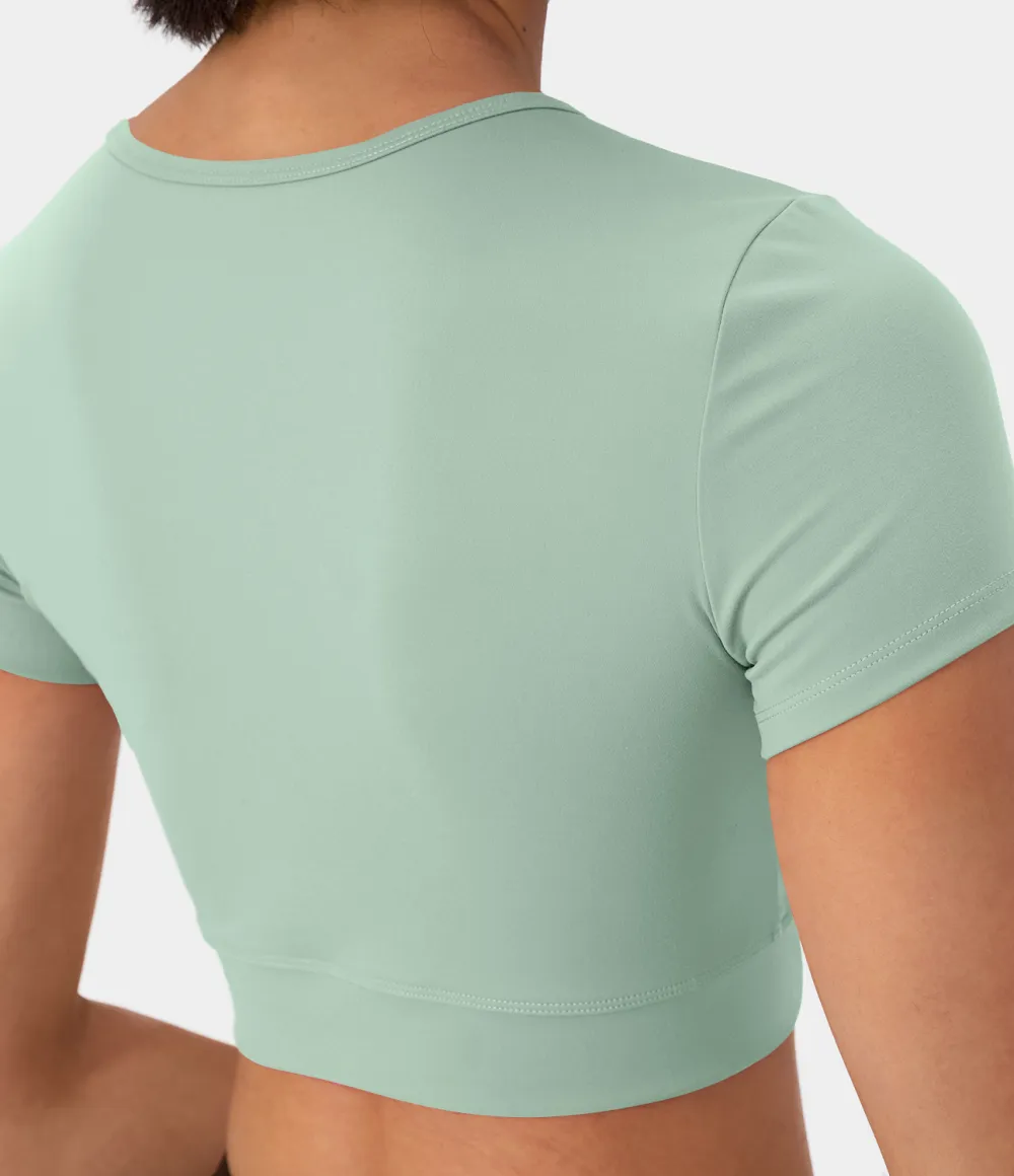 Softlyzero Plush Crossover Hem Cropped Sports Top
