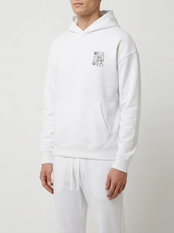 Men's Minimal Chest Embroidered Pullover Hoodie Jogger Set