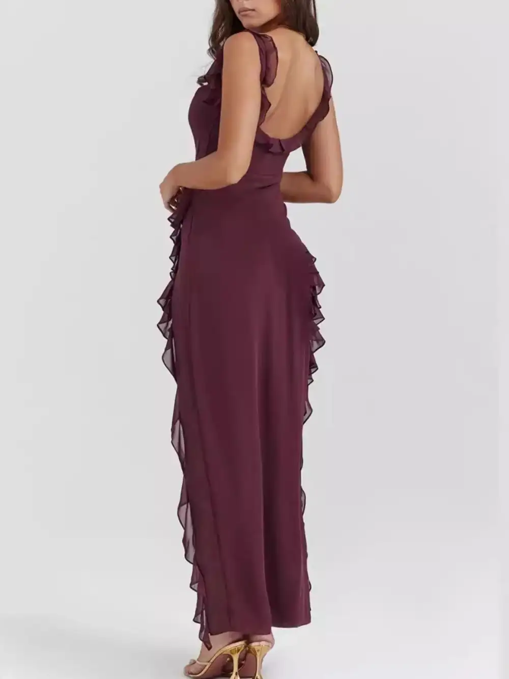 Easy Fit Square Neck Ruffle Maxi Dress