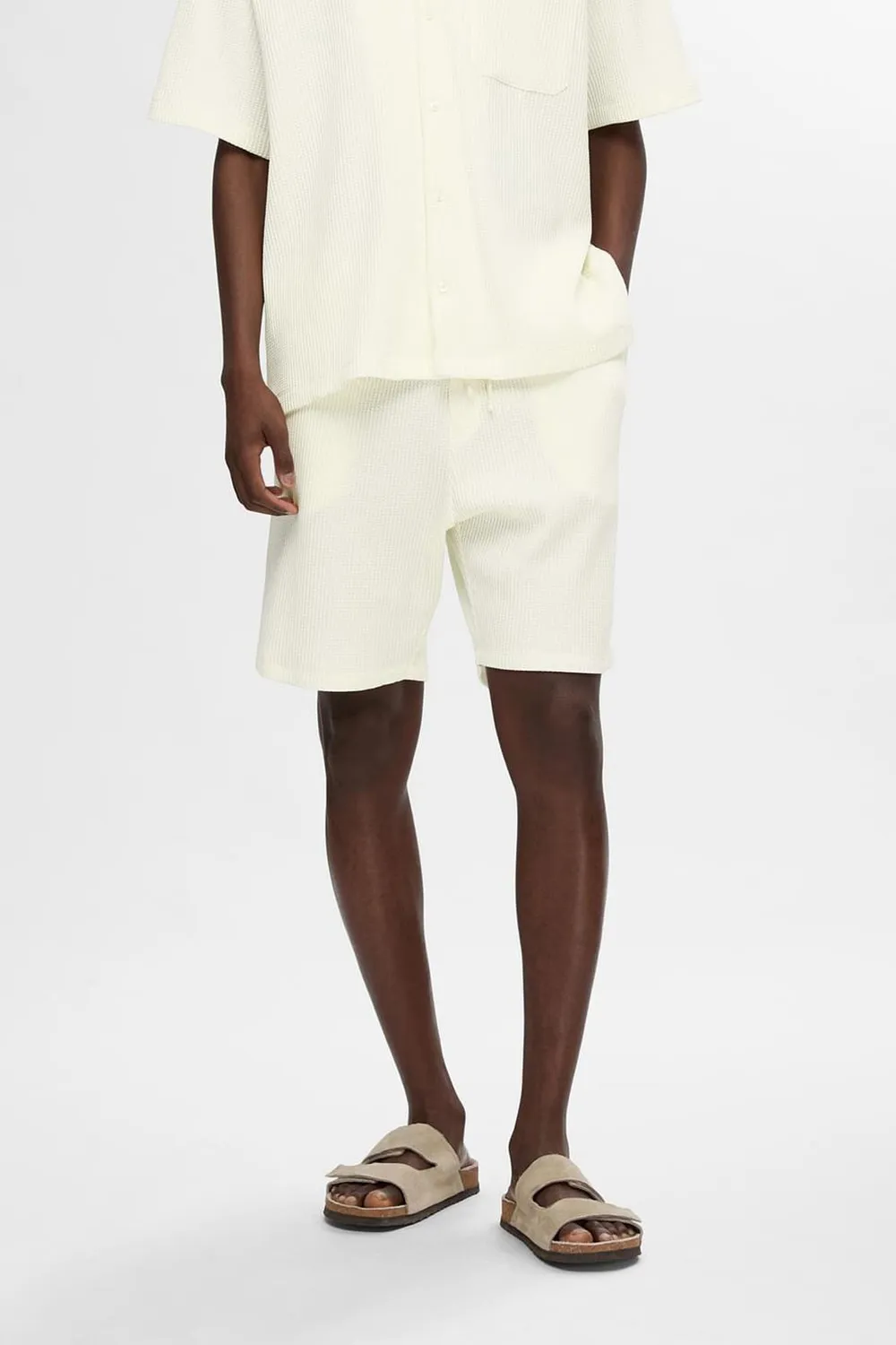Casual Waffle Textured Co-ord Set Shorts