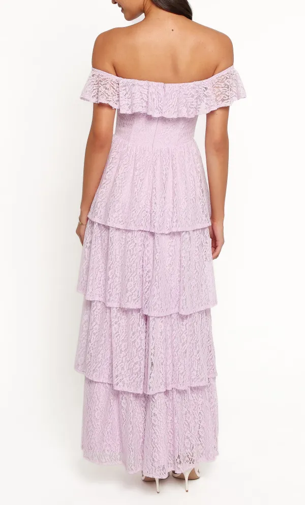 Short Sleeve Straight Neck Maxi Dress