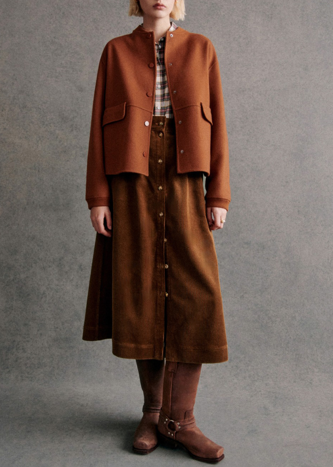 Solid Color Short Double-Faced Wool Coat