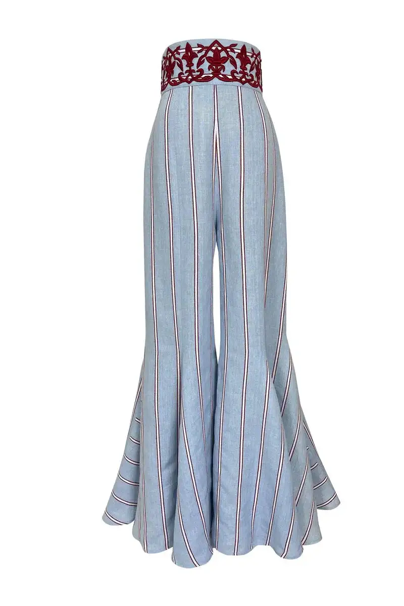 Wide-Leg Striped Pants